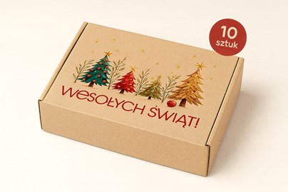 pudełko świąteczne, karton choinki, pudełko fasonowe, zestaw 10 sztuk, karton świąteczny prezentowy