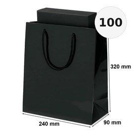 Torby czarne laminowane 240x90x320 mm torby prezentowe 100 szt