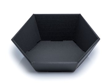 Taca 6-kątna kosz prezentowy karbowana czarny Duży 245x290mm
