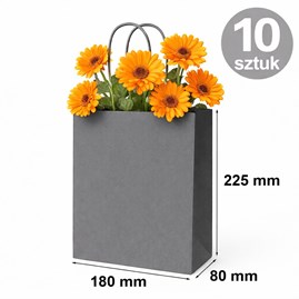 Szara torba papierowa kraft 180×80×225 mm z uchwytem 10 sztuk
