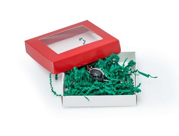 Pudełko ozdobne czerwone 105x105x20mm z oknem