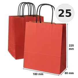 torba papierowa czerwona prążek 180x80x225 mm 25 sztuk
