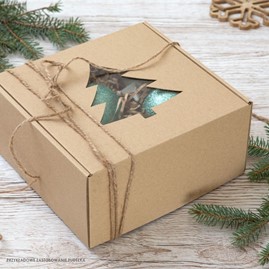 Pudełko świąteczne 200x200x100mm EKO CHOINKA F427