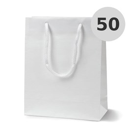Biała torba papierowa Prestige laminowana 170×70×210 mm A5 50 sztuk