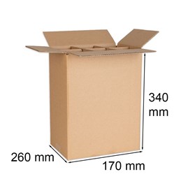 Karton klapowy 260x170x340 mm (zew.) na 6 butelek z kratownicą EB 585