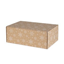 Pudełko świąteczne 375x245x140mm (wym. zewn.) Śnieżynki F421