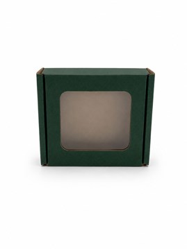 Zielone pudełko ozdobne EKO z okienkiem 110x110x20mm, opakowanie prezentowe 10szt