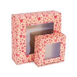 Pudełko ozdobne na prezent 150x140x55mm serca walentynki