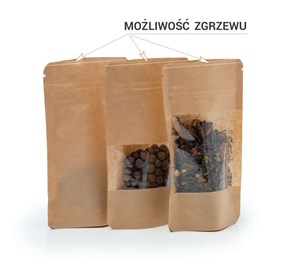 Doypack LIGHT KRAFT 500ml Duże Okno - 25 szt.