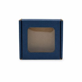 Granatowe pudełko ozdobne EKO z przezroczystym okienkiem 110x110x20mm, zestaw 25szt