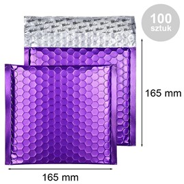 Koperta bąbelkowa metaliczna 165x165 mm fioletowa – pakiet 100 sztuk