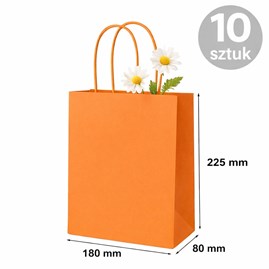 Torba papierowa kraft pomarańczowa 180×80×225 mm z uchwytem 10 sztuk