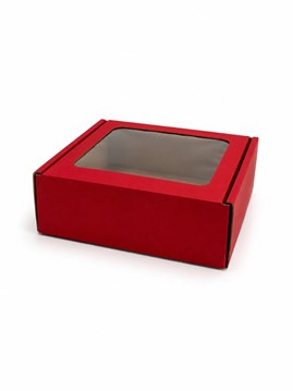 Pudełko ozdobne 150x150x50 mm czerwone z oknem