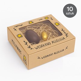 opakowanie wielkanocne, pudełko z okienkiem, alleluja, 10 sztuk, pudełko kraft, pudełko świąteczne