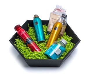 Taca 6-kątna kosz prezentowy karbowana czarny Duży 245x290mm