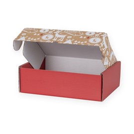 Pudełko świąteczne 310x220x98mm brąz-czerw. F427