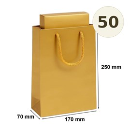 torba laminowana złota 170x70x250 mm 50 sztuk