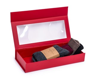 Pudełko Magnetyczne Czerwone z Okienkiem 345x150x55mm(zew) Prezentowe