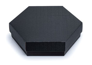 Pudełko karbowane czarne 6-kątne 380x380x90mm