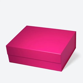 Pudełko magnetyczne prezentowe magenta 330x255x115mm ze wstążką satynową