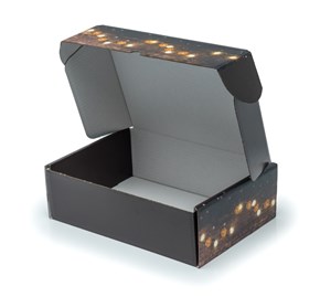 Pudełko świąteczne 310x220x98mm Złoto-Czarne Renifer F427