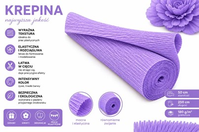 Krepina Włoska 180g Fioletowa 50×250 cm Profesjonalna Bibuła Dekoracyjna