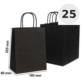 torba papierowa czarna prążek 180x80x225 mm 25 sztuk