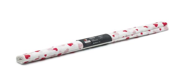 Bibuła Marszczona 50x200cm Biała w czerwone Serca