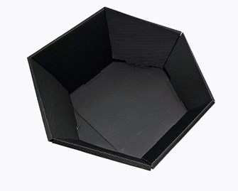 Taca 6-kątna kosz prezentowy karbowana czarny Duży 245x290mm