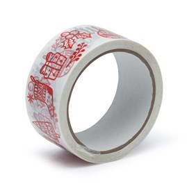 Taśma Świąteczna "WESOŁYCH ŚWIĄT" Złoto-Czerwona 45mm/50m