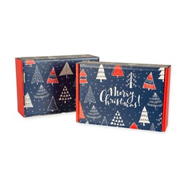 Pudełko świąteczne 310x220x98mm granat-czerw. F427