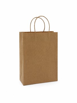 Brązowa torba papierowa 240x100x320mm z prążkiem i skręcanym uchwytem, 100szt