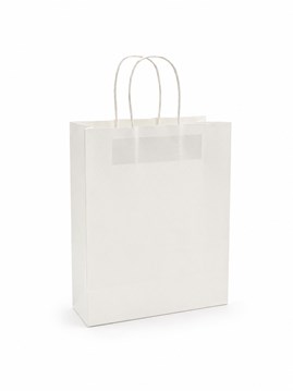 Gładka biała torba papierowa 250 × 120 × 330 mm zestaw 100 sztuk
