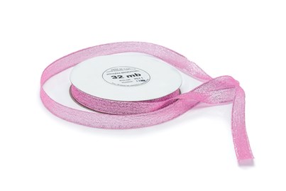 Wstążka brokatowa 12mm/32m różowa WB7011