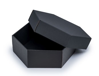 Pudełko karbowane czarne sześciokątne heksagon 240x240x90mm