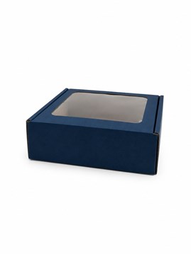 Pudełko ozdobne 150x150x50 mm granatowe z oknem