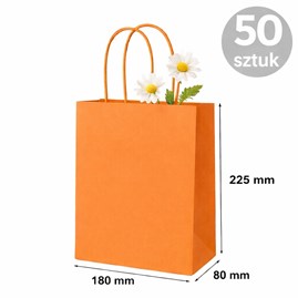 Torba papierowa kraft pomarańczowa 180×80×225 mm z uchwytem 50 sztuk