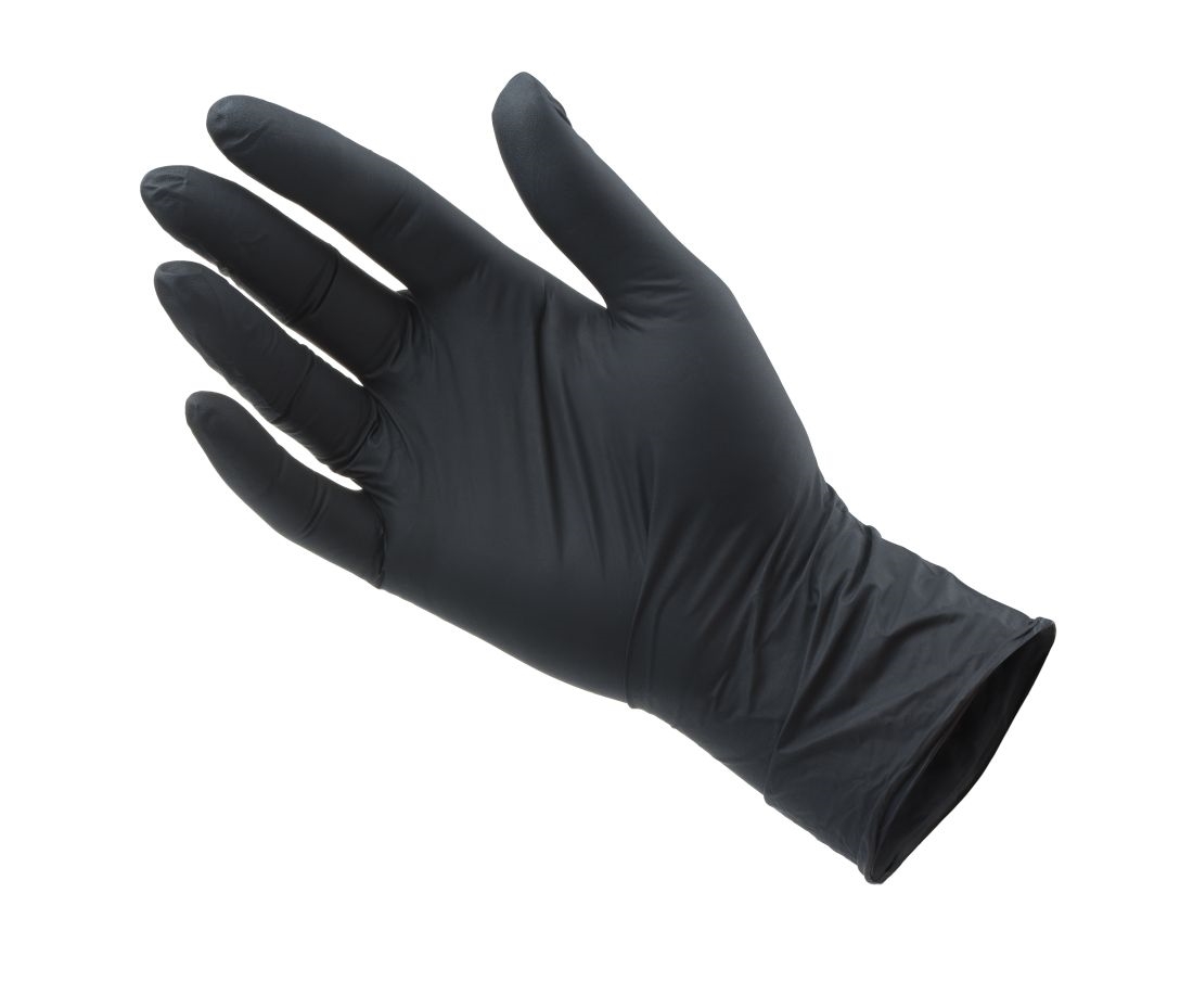 nitrylowe, czarne rękawice ochronne na magazyn