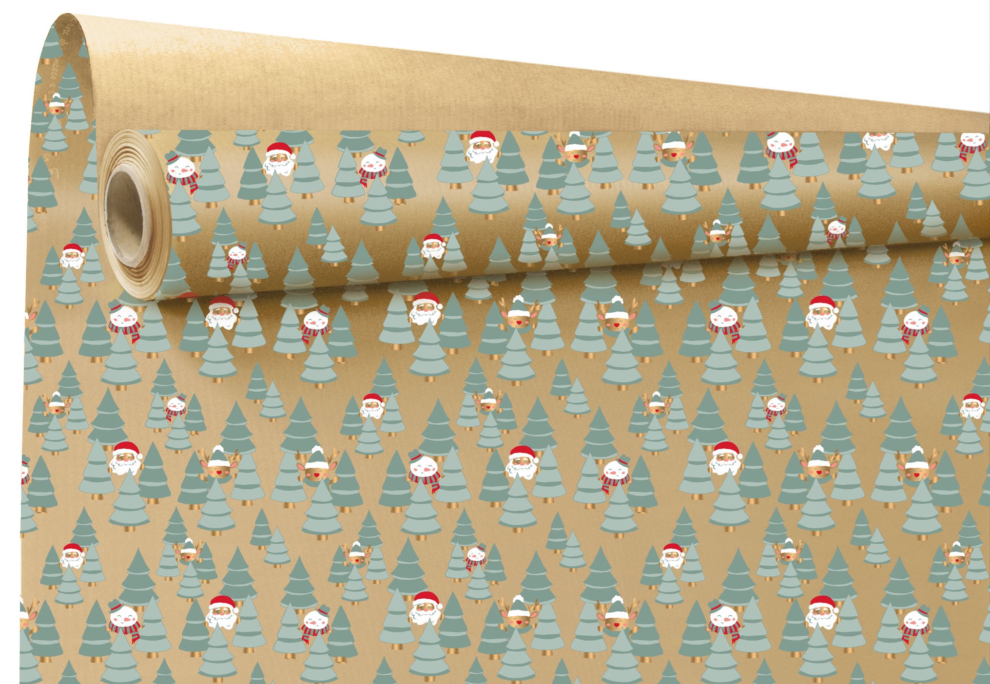 ekologiczny papier świąteczny w choinki do pakowania prezentów